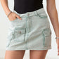 High Waist Cargo Denim Mini Skirts