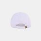 Adjustable white Ribbon Bow Chenille Patch Baseball Cap, back view showing strap for a customized fit.