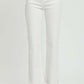 Risen Jeans High Rise Tummy Control Straight Jeans with Raw Hem Detail in White, Flattering Fit, No Stretch, 98% Cotton, 2% Spandex