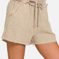 ZENANA Washed Frayed Hem Drawstring Shorts at Bella Road