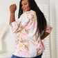 DOUBLE TAKE Floral Round Neck Three-Quarter Sleeve Top at Bella Road