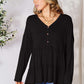 DOUBLE TAKE Half Button Long Sleeve Ruffle Hem Blouse at Bella Road