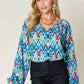 DOUBLE TAKE Full Size Printed Balloon Sleeve Blouse at Bella Road