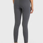 Back view of Millennia High Waist Ankle-Length Yoga Leggings in dark gray, showcasing comfort and style for yoga enthusiasts.