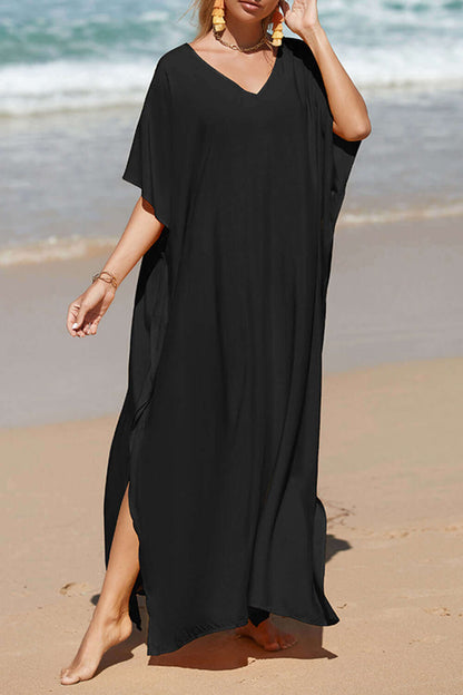 BELLA ROAD Slit V-Neck Half Sleeve Cover-Up at Bella Road