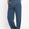 High Waisted Side Stripes Straight Track Sweatpants - Dusty Blue