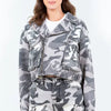 American Bazi Full Size Camouflage Zip Up Cropped Rider Jacket Plus Size - Gray Camouflage