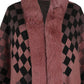 Bella Road Fuzzy Checkered Long Sleeve Poncho in pink with plush collar, perfect for cozy fall outings.