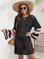 BELLA ROAD Openwork Contrast Long Sleeve Cover-Up at Bella Road