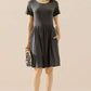 NINEXIS Full Size Round Neck Ruched Dress with Pockets at Bella Road