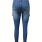 Back view of Bella Road Denim Skinny Jeans with pockets and a cool medium wash, showcasing a chic and stylish fit.