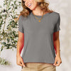 Round Neck Short Sleeve T-Shirt | Full Size - Charcoal