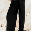 Drawstring Wide Leg Jeans - Black