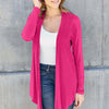 Open Front Long Sleeve Cardigan - Hot Pink