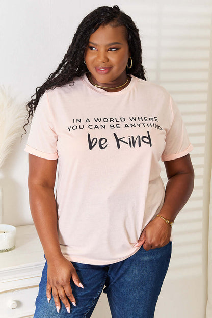 SIMPLY LOVE Slogan Graphic Cuffed T-Shirt at Bella Road