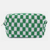 Zenana Checkered Pattern Knitted Cosmetic Pouch - Green