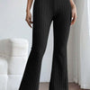 Basic Bae Ribbed High Waist Flare Pants | Full Size - Black