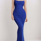 Blue sleeveless maxi dress with built-in shapewear for a sleek silhouette and enhanced curves.