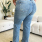 High Waist Distressed Straight Judy Blue Jeans for Women from Rear View