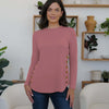 FAM-FAM Round Neck Long Sleeve T-Shirt - Dusty Pink