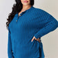 Ribbed Half Button Long Sleeve High-Low T-Shirt