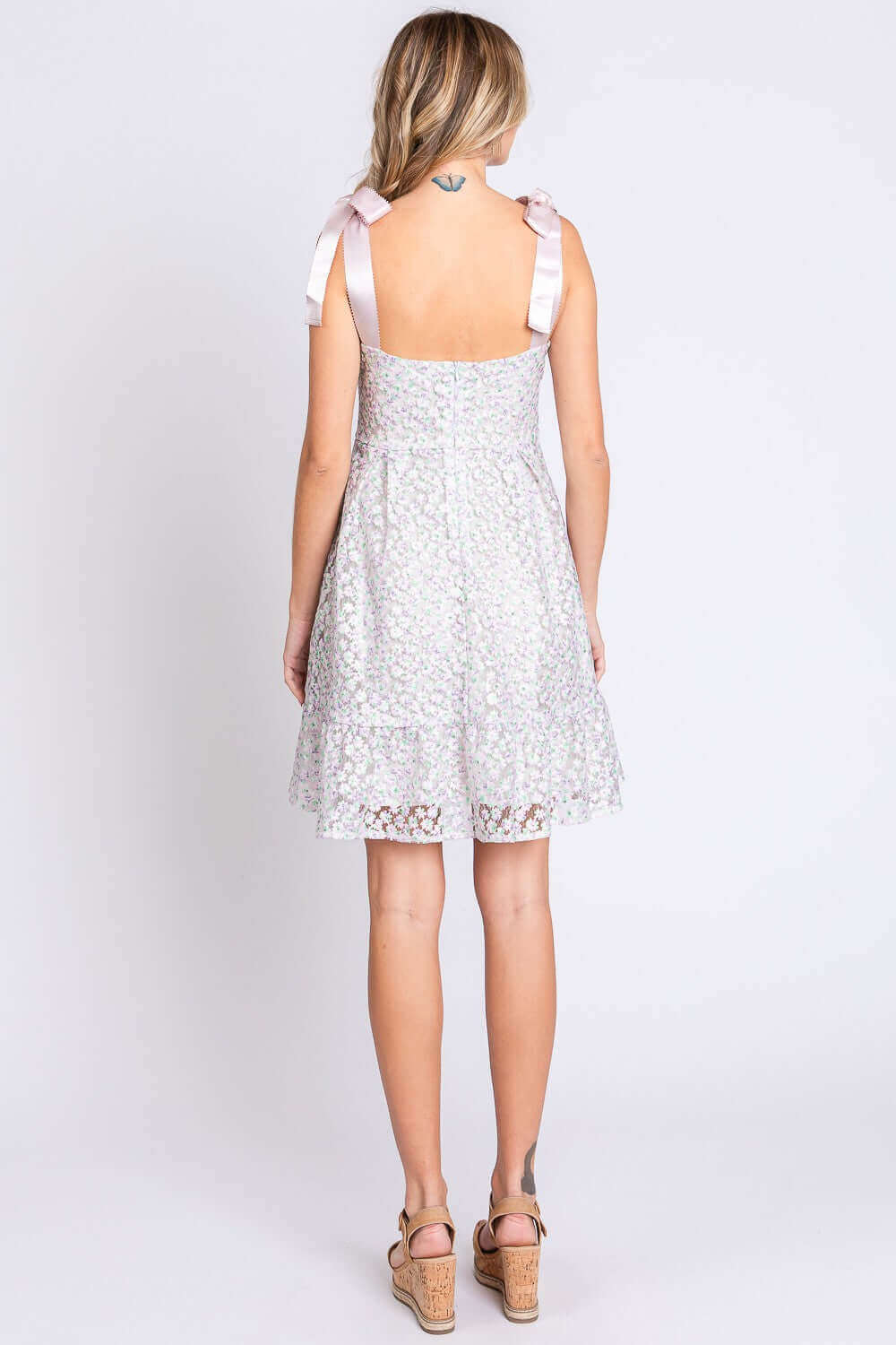 GEEGEE Mesh Floral Embroidered Sleeveless Dress at Bella Road