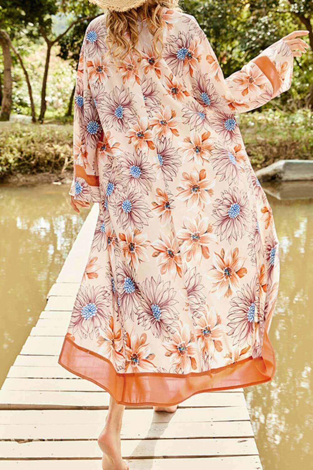 BELLA ROAD Floral Open Front Duster Cover Up at Bella Road