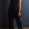 Pocketed Straight Denim Overalls - Black