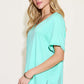 Bamboo Slit V-Neck Short Sleeve T-Shirt