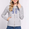 California Zip Up Drawstring Long Sleeve Hoodie - H Grey/Navy