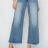 RISEN Raw Hem Cropped Wide Leg Jeans - Medium