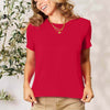 Round Neck Short Sleeve T-Shirt | Full Size - Red