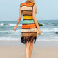 Fringe Color Block Sleeveless Cover Up