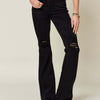 Judy Blue High Waist Distressed Flare Jeans | Full Size - Black