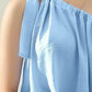 NINEXIS One Shoulder Bow Tie Strap Satin Silk Top at Bella Road