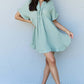 Out Of Time Full Size Ruffle Hem Dress with Drawstring Waistband in Light Sage