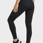 Black Millennia V-Waist Yoga Leggings with pockets, showcasing a flattering fit from the back, perfect for workouts.