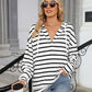 Drawstring Striped Long Sleeve Hoodie