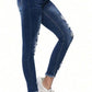 Distressed Raw Hem Jeans with Pockets - Women's trendy denim featuring a raw hem and functional pockets for an edgy, rebellious look