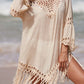 Cutout Fringe Scoop Neck Cover-Up