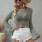 BELLA ROAD Openwork Flare Sleeve Cropped Cover Up at Bella Road