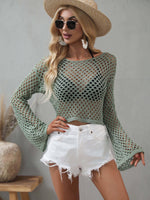 BELLA ROAD Openwork Flare Sleeve Cropped Cover Up at Bella Road