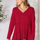 DOUBLE TAKE Half Button Long Sleeve Ruffle Hem Blouse at Bella Road