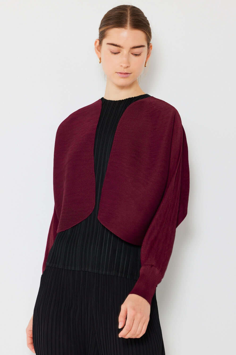 MARINA WEST SWIM Rib Pleated Puff Sleeve Bolero Cardigan at Bella Road