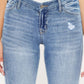 High Waist Cat's Whiskers Skinny Jeans with vintage distressing and classic denim wash for a trendy and flattering look