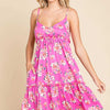 Floral Ruffled Cami Dress | Full Size - Pink