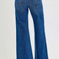 High rise wide leg jeans with pockets and frayed hem, featuring a trendy and chic style for a fashion-forward look