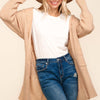 Haptics Stripe Textured Open Front Cardigan with Pockets - Taupe