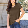 V-Neck Short Sleeve T-Shirt | Full Size - Coffee Brown