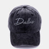 Washed DALLAS Embroidered Baseball Cap - Dallas Black